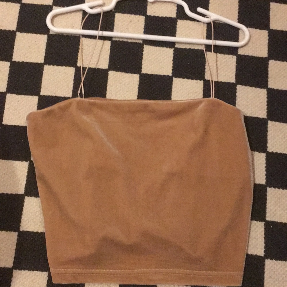 Velvet cord strap crop top